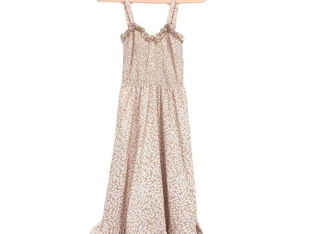 Saints + Secrets Blush Leaf Print Smocked Bodice Dress- Size M For Sale