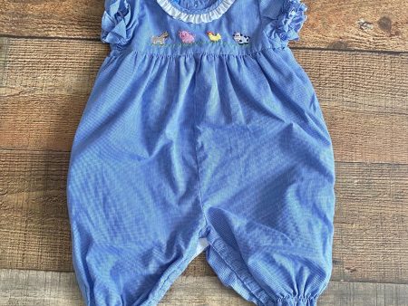 Anavini Blue Gingham Farm Animal Outfit- Size 3M Online Sale