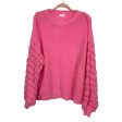 Pink Lily Pink Open Knit Bubble Sleeve Sweater- Size S Online now