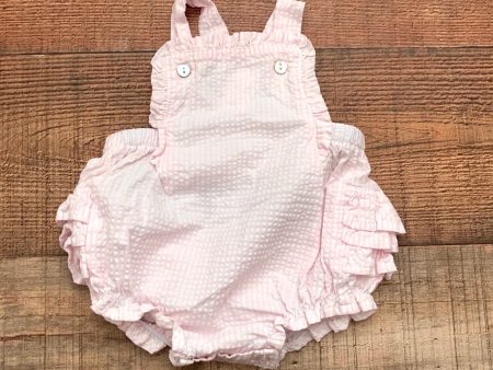 Mudpie Light Pink Seersucker Romper- Size 0-3M Online now