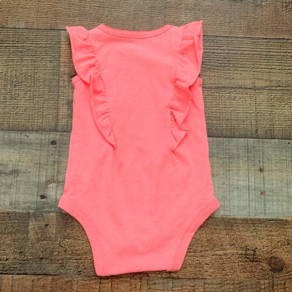 Cat & Jack Neon Pink Ruffle Sleeve Onesie- Size 0-3M on Sale