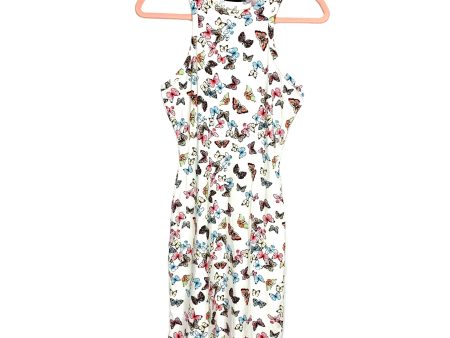 Popular 21 White Butterfly Print Bodycon Dress- Size M (Sold Out Online!) Online now