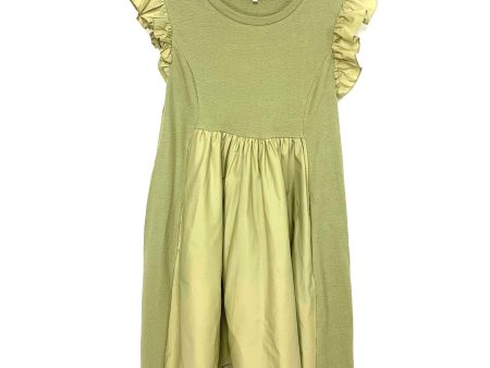 English Factory Olive Green Knit Woven Ruffle Sleeve Dress- Size XS For Cheap