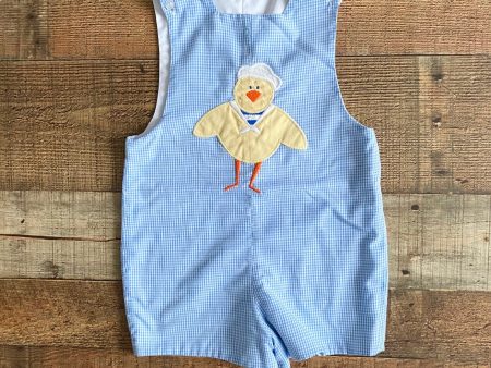 The Bailey Boys Blue Gingham Duck Outfit- Size ~18-24M (see notes) For Cheap