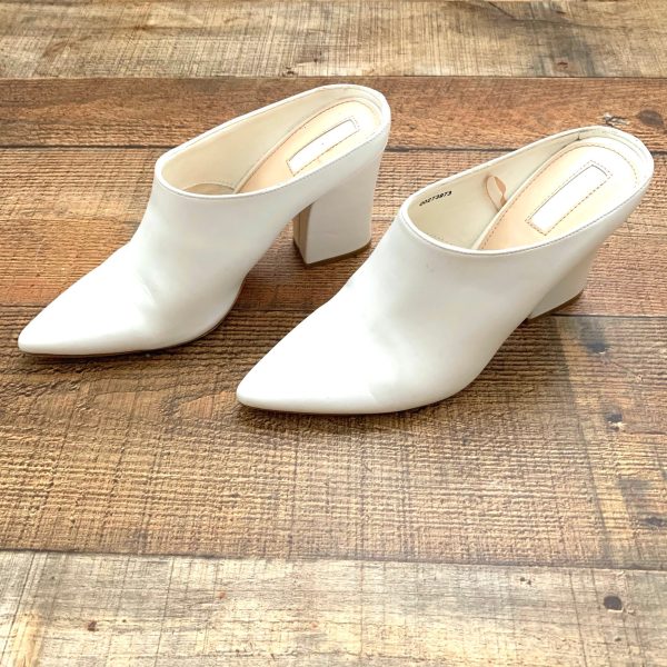 Forever21 White Faux Leather Slip On Block Heels- Size 7.5 For Sale