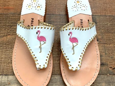 Palm Beach White Gold Flamingo Sandals- Size 7 Online Hot Sale