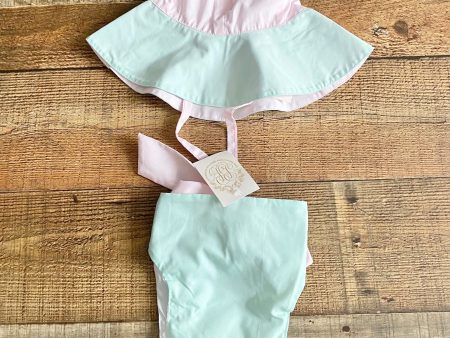 The Beaufort Bonnet Company Pink and Green Sunhat (small) and Diaper Cover (3-6M) NWT- SOLD AS SET Discount