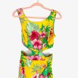 Impressions Yellow Hawaiian Print Cut Out Back Tie Double Front Slit Dress NWT- Size S For Discount