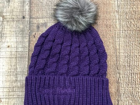 Apollo Purple Embroidered Crown Media Pom Pom Hat Discount