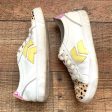 Dolce Vita White Laura Leopard Calf Hair Toe, Yellow Accents, Iridescent Heel Tab Sneakers- Size 7 Fashion