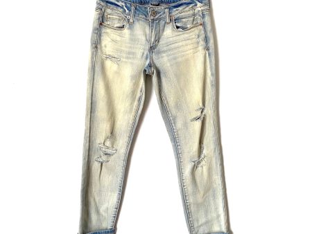 American Eagle Light Wash Stretch Distressed Skinny Jeans- Size 4 (Inseam 31  full length, not rolled) on Sale