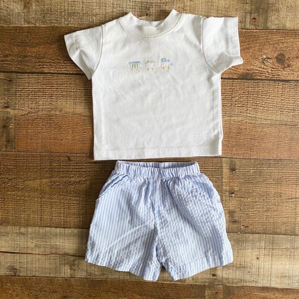 The Bailey Boys Train Tee Short Set- Size 6M Hot on Sale