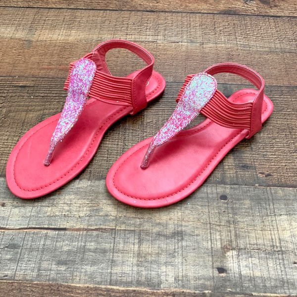 Dream Paris Hot Pink Glitter Sandals- Size 7 (Like New) For Cheap