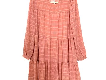 Aura Pink Striped Long Sleeve Dress- Size S For Sale