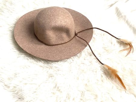 American Eagle Wool Wide Floppy Brim Hat with Braided Belt and Feather Detail Fashion