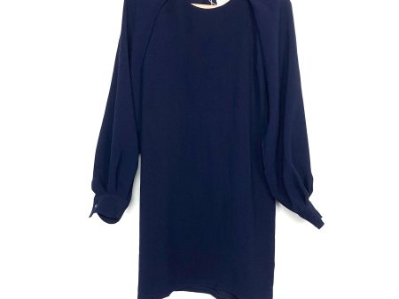 Sezane Navy Blue Dress With Back Buttons & Bubble Sleeves- Size 42 Fashion