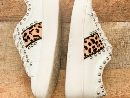 Steve Madden Animal Print Silver Stud White Sneaker- Size 6.5 Online Hot Sale