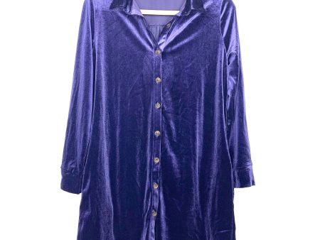 No Brand Blue Velvet Button Up Dress- Size S on Sale