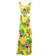 Impressions Yellow Hawaiian Print Cut Out Back Tie Double Front Slit Dress NWT- Size S For Discount