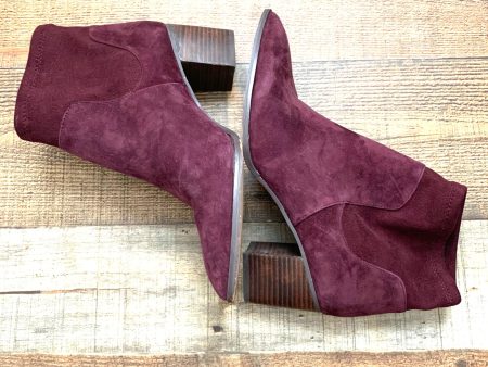 Sole Society Wine Upper Leather Textile Suede Booties- Size 8.5 Online