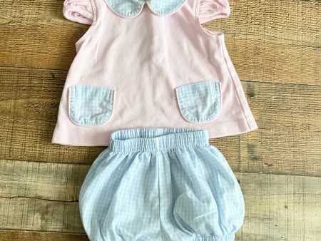 Lullaby Set Pink Top with Blue Gingham Bloomers- Size 12 M Online Sale