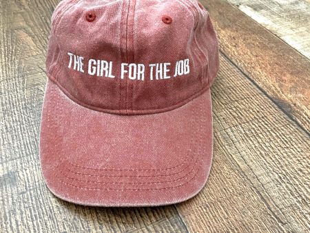 Authentic Pigment Maroon Garment Washed The Girl For The Job Baseball Cap Online