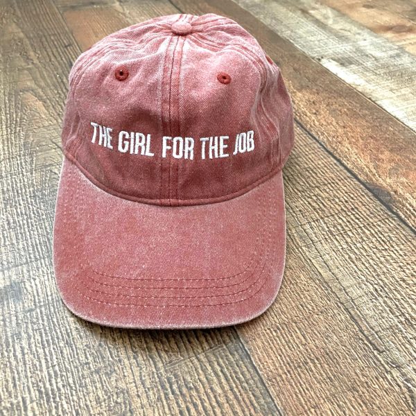 Authentic Pigment Maroon Garment Washed The Girl For The Job Baseball Cap Online