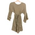 No Brand Tan Belted Ruffle Dress- Size L Discount