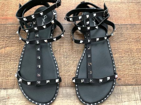 Qupid Black Stud Ankle Wrap Sandals- Size 6.5 Supply