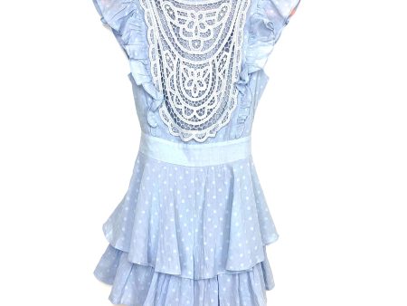 Indikah by Angel biba Blue Swiss Dot and Crochet Romper NWT- Size S Online