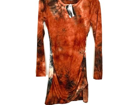 Entro Orange Black White Tie-Dye Cinched Side Dress NWT- Size S For Sale