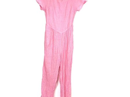 Free People Pink Open Back Key Hole Closure Wide Leg Jumpsuit- Size L (sold out online) Supply