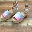 Qupid Pink Blue Purple Tie Die Espadrille Platform Sandals- Size 7 (Like New) Online now