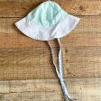 The Beaufort Bonnet White and Mint Green Sun Hat with Blue & White Check Inner Brim- Size M Hot on Sale