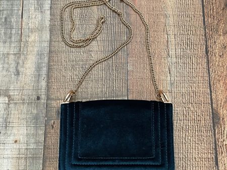 Urban Expressions Teal Velvet Gold Chain Handbag Online now