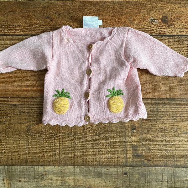 Little English Pink Crochet Pineapple Cardigan Sweater- Size 6M Online Sale