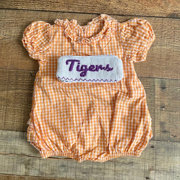 Smocked South Swap A Smock Orange Bubble Romper- Size 9 M Online Hot Sale