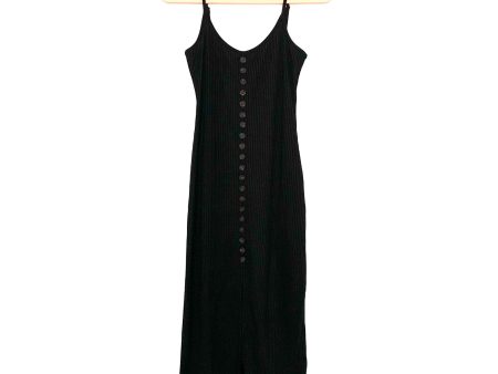 Vici Black Ribbed Button Front Slit Adjustable Strap Dress- Size S Online