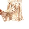 Good Night Macaroon Beige Eyelet Faux Wrap Belted Dress- Size M Fashion