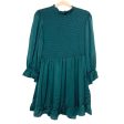 BaeVely Forest Green Smocked Bodice Ruffle Cuff Dress- Size L Discount