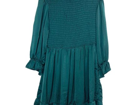 BaeVely Forest Green Smocked Bodice Ruffle Cuff Dress- Size L Discount