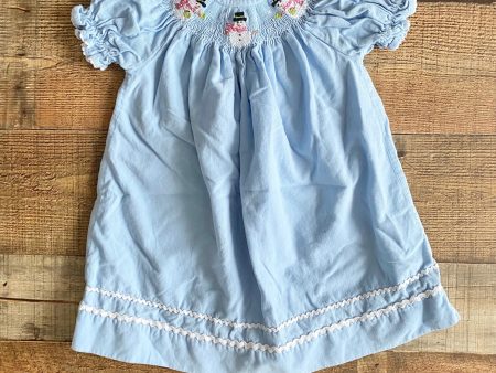 Collection Bebe Blue Smocked Snowman Dress- Size 12M Sale