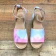 Qupid Pink Blue Purple Tie Die Espadrille Platform Sandals- Size 7 (Like New) Online now