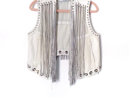 Lamarque White Leather Tassel Vest- Size XS (see notes) Online