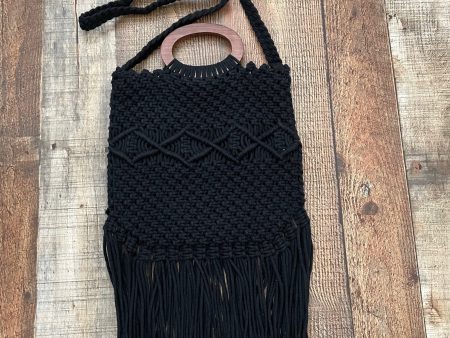 Danielle Nicole Black Rattan Fringe Bottom Handbag Online Sale