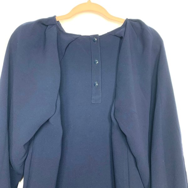 Sezane Navy Blue Dress With Back Buttons & Bubble Sleeves- Size 42 Fashion