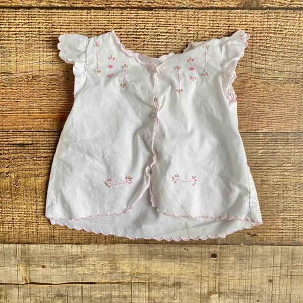 Little English White Floral Embroidered Button Up Top- Size 3M Cheap