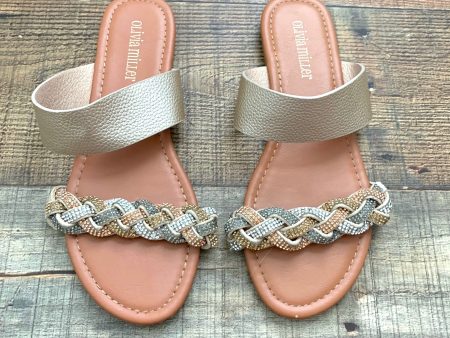 Olivia Miller Gold Strap Multicolor Rhinestone Braided Sandal- Size 7 (See Notes) For Cheap