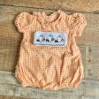 Smocked South Swap A Smock Orange Bubble Romper- Size 9 M Online Hot Sale