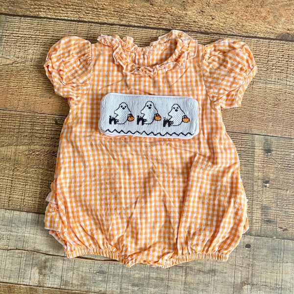 Smocked South Swap A Smock Orange Bubble Romper- Size 9 M Online Hot Sale